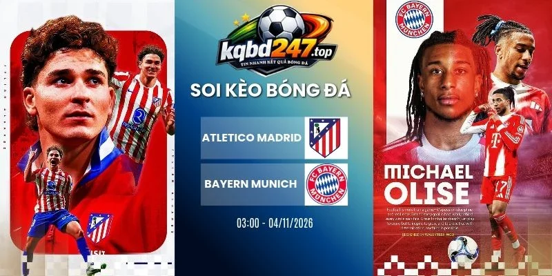 Tỷ lệ kèo Atletico vs Munich, C1 - 4/11/2026